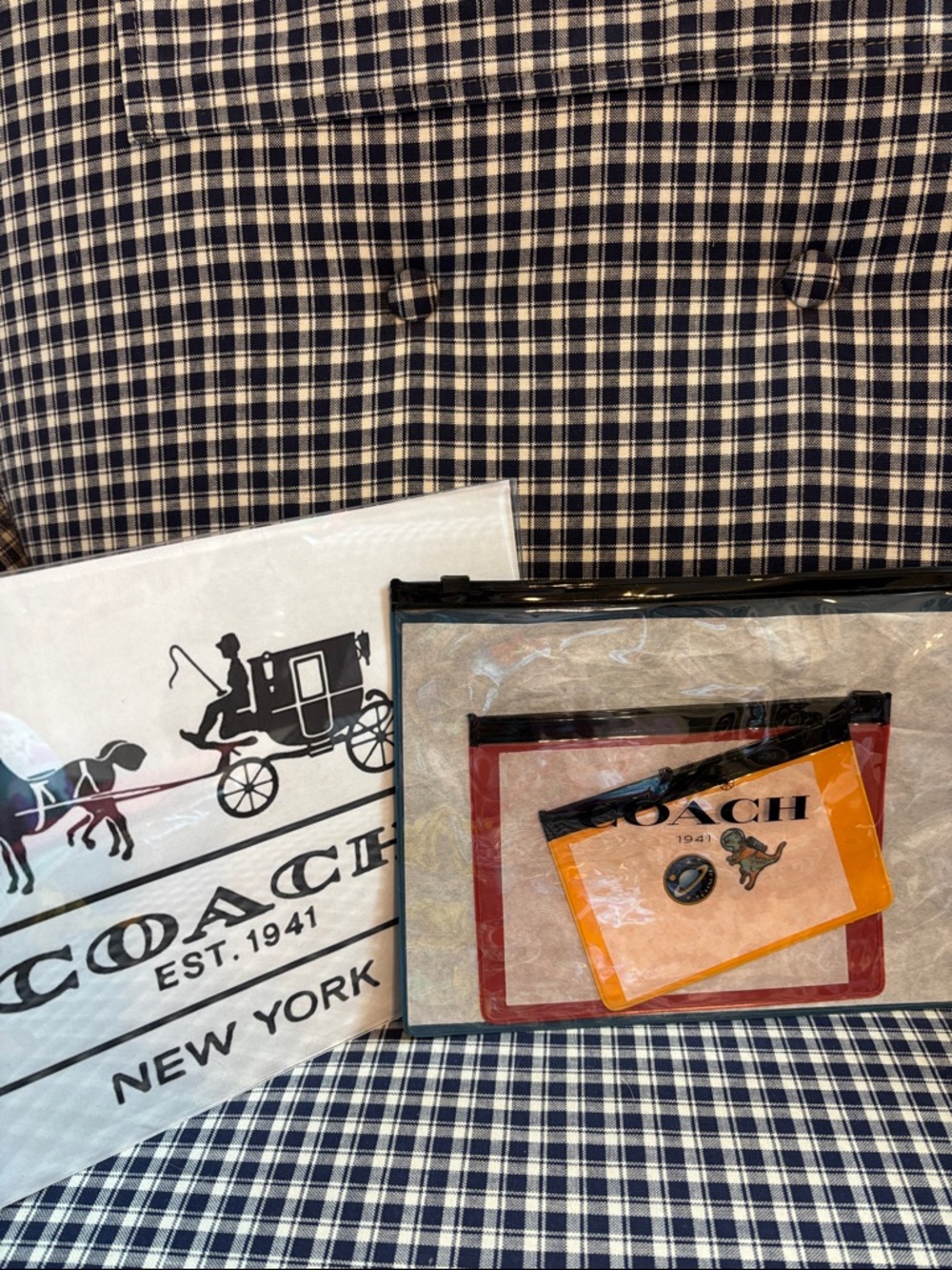 Coach  Trio Pouch Set with Black, Red and Orange Trim; limited Rexi edition